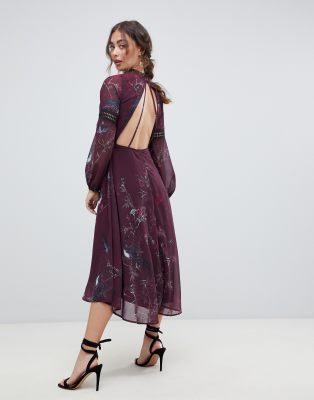 hope and ivy open back midi dress