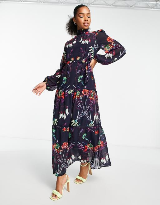 Asos navy store floral dress