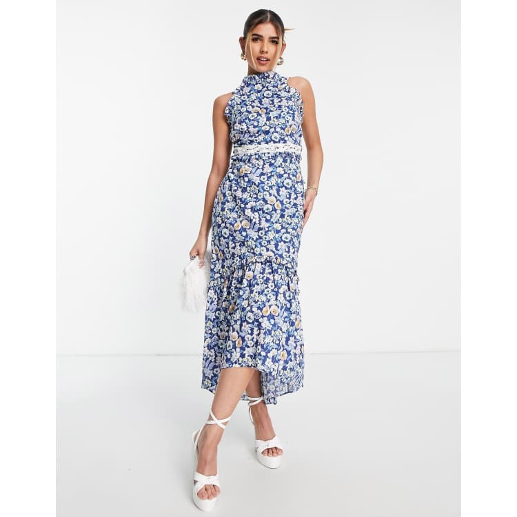 Hope & Ivy Made with Liberty Fabric Daniella halter neck dress in