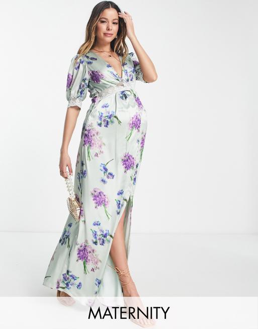 Hope & Ivy Maternity Flora wrap maxi dress in mixed floral