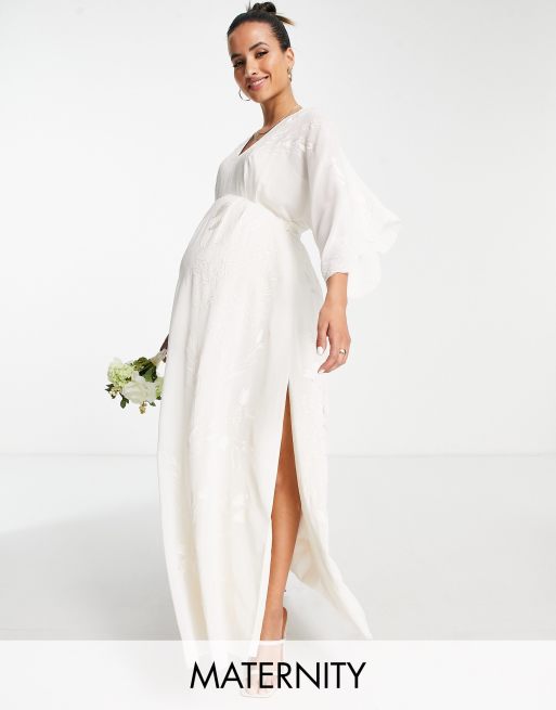 Hope Ivy Maternity Bridal all over embroidered maxi dress in