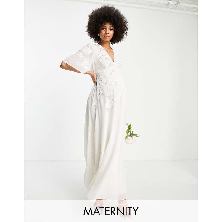 Maternity Nursing Wedding Maxi Ecru Dress | SilkFred US