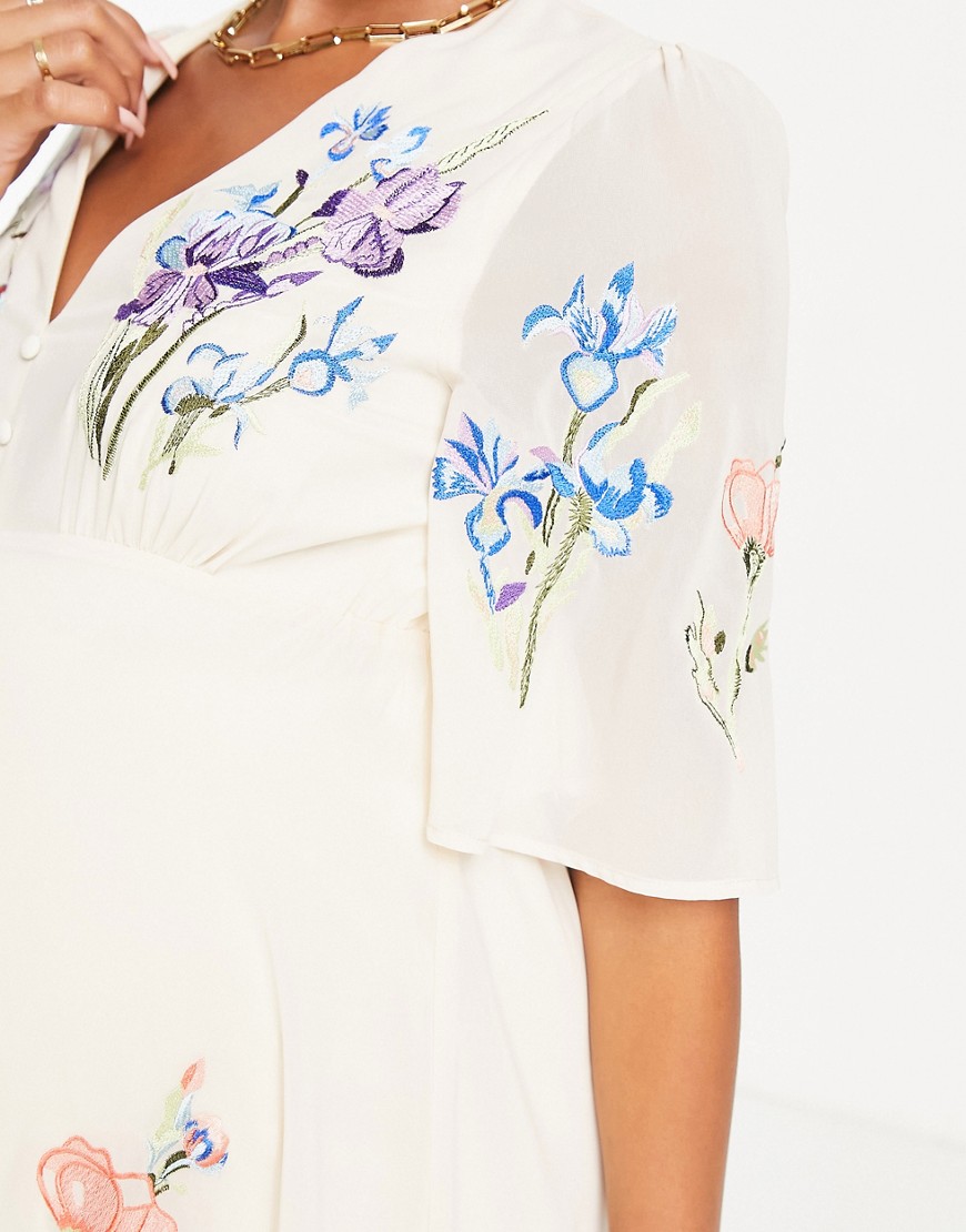 Carmen - Vestito ricamato color crema-Bianco - Hope&Ivy Maternity  donna Bianco - immagine1