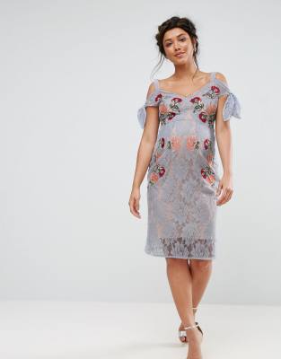 cold shoulder lace dress