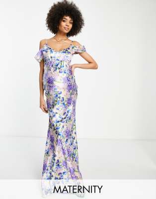 maternity cold shoulder floor length dress Maternity Henley Bodycon Maxi Dress main image 1