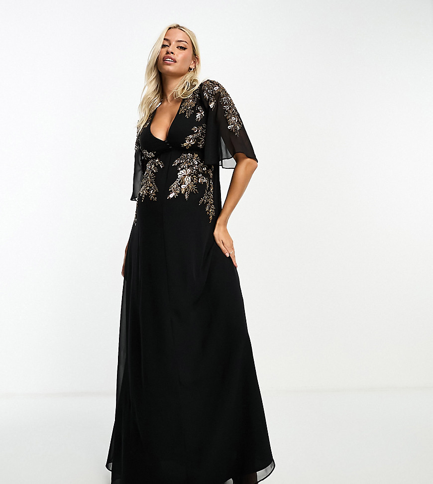 embellished maxi dress in black