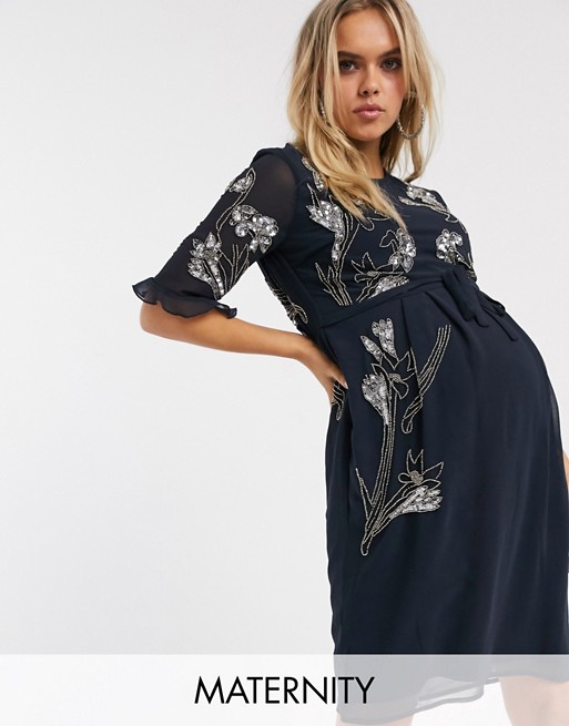 Hope & Ivy Maternity embellished midi dress
