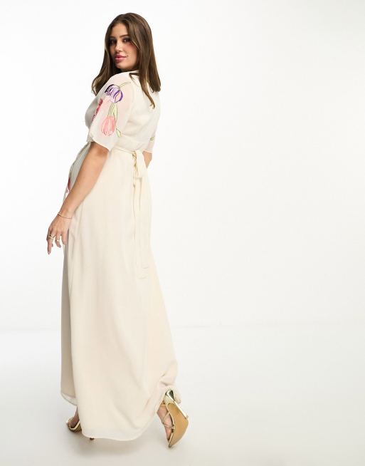 Asos edition maternity cheap embroidered floral maxi dress