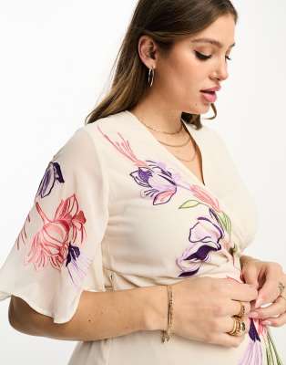 Asos edition maternity outlet embroidered floral maxi dress