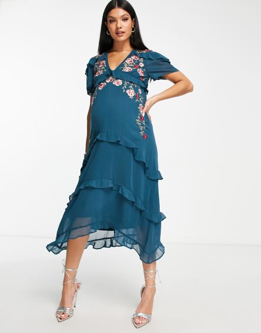 Asos embroidered maternity dress best sale