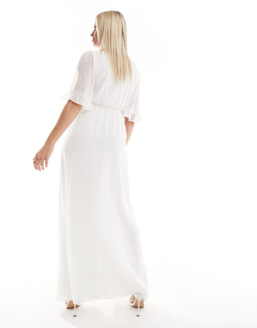 Hope & Ivy Maternity embroidered wrap maxi dress in ivory | ASOS