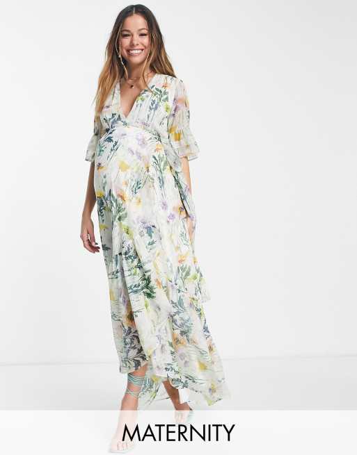 Hope & Ivy Maternity - Flora - Slå-om-maxikjole i blandet blomstermønster