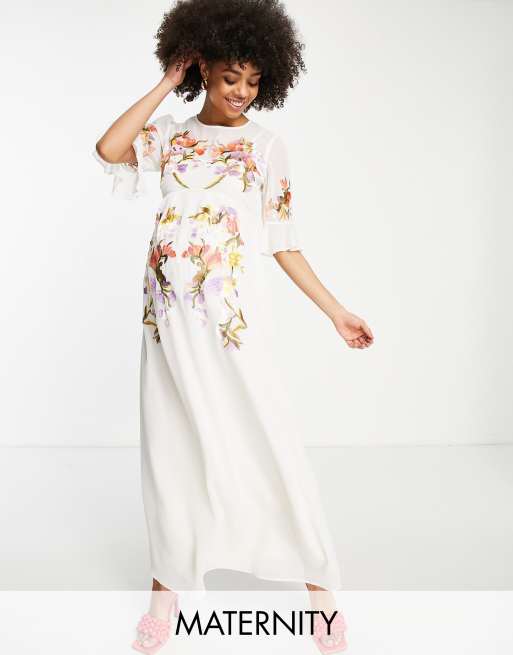 Hope and ivy hotsell fluted sleeve midi dress