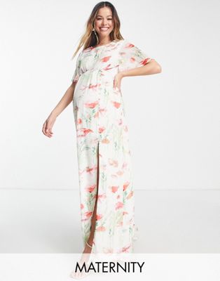 Hope & Ivy Maternity Greta floral print maxi dress in pink