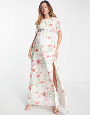 Greta - Vestito lungo rosa a fiori - Hope&Ivy Maternity  donna Rosa - immagine1