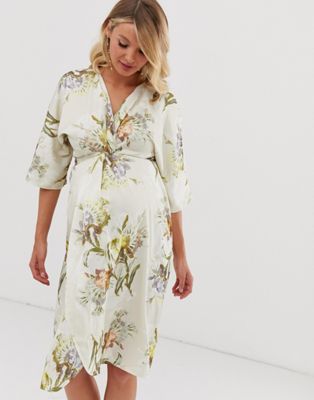 hope & ivy knot front maxi dress with in multi floral