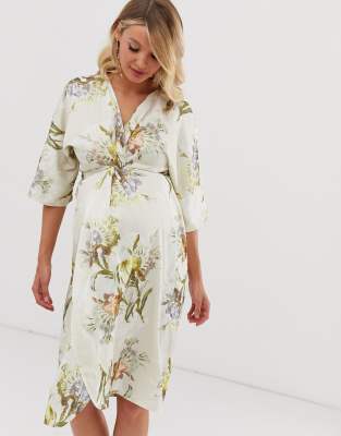 hope & ivy knot front maxi dress with in multi floral