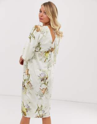 hope & ivy knot front maxi dress with in multi floral