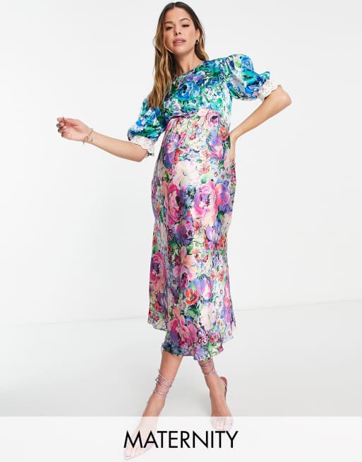 Hope & Ivy Maternity - Lia - Robe à fleurs avec double imprimé - Multicolore