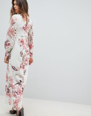 long sleeve button front maxi dress