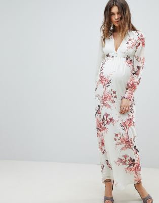 long sleeve button front maxi dress