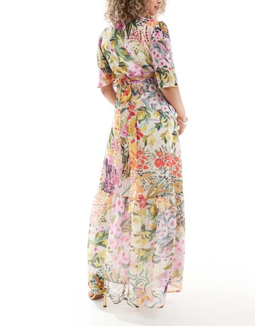Hope & Ivy Maternity - Maxi-wikkeljurk in felle bloemenprint, 3 van 4