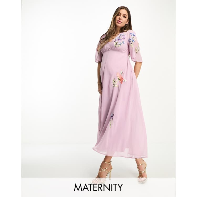 lita twisted asymmetric maxi dress Lita | Olive Twisted Asymmetric Maternity Maxi Dress