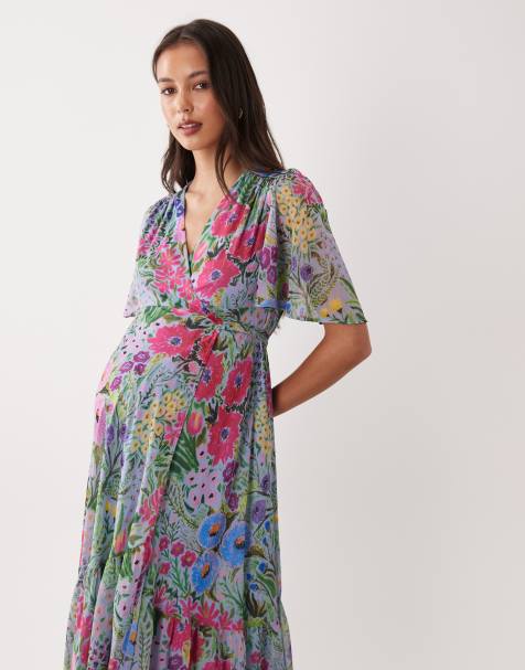 Robe Portefeuille Marks And Spencer Taille 20 - Motif Fleurs Sur Fond Noir, Col V - Neuve Avec étiquette