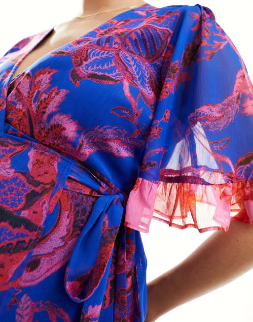 Hope & Ivy Maternity - Robe portefeuille longue - Imprimé fleurs variées, 3 de 4