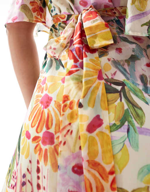 Hope & Ivy Maternity - Slå-om-maxikjole med farverigt blomstermønster, 4 af 4