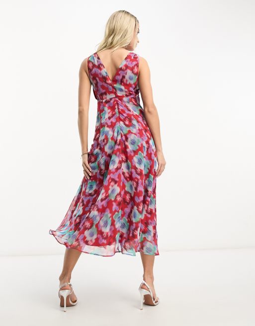 Hope Ivy Maternity sleeveless midaxi dress in blurred red floral ASOS