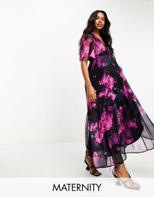 Asos maternity floral maxi dress online