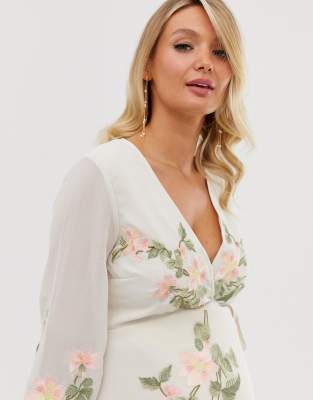 cream embroidered maxi dress