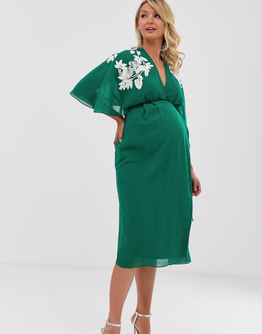 Hope and ivy green wrap clearance dress