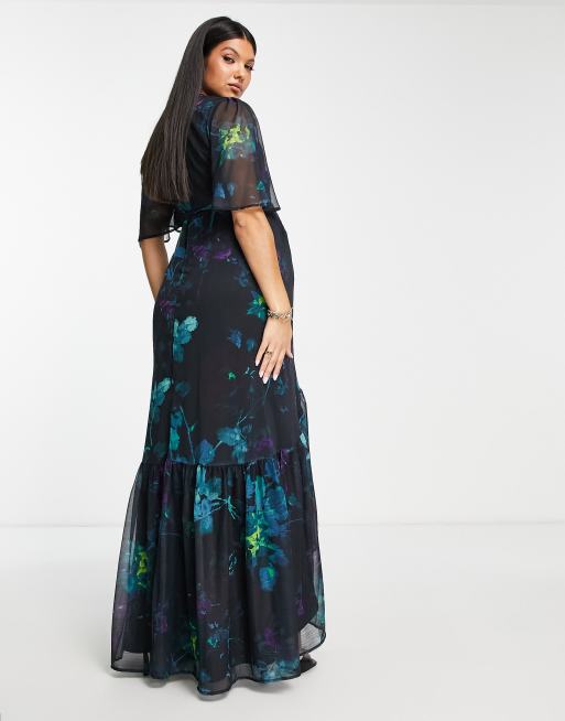 Hope & Ivy Maternity Avery floral print satin maxi dress in lilac