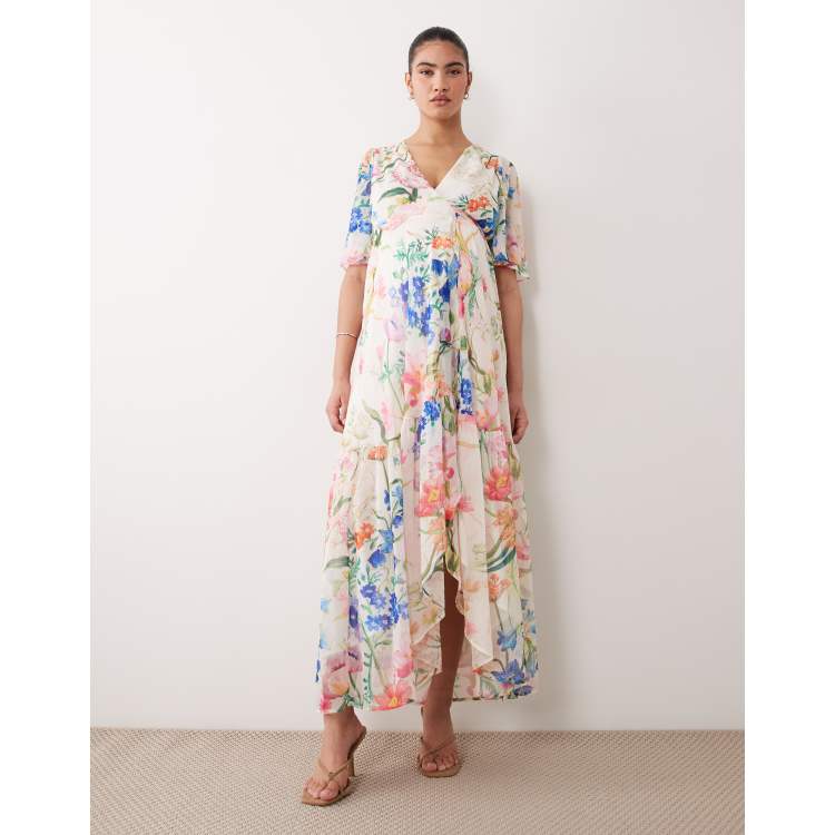 green emerald velvet dress Women's Long Sleeve V Neck White Lace Floral Maternity Gown Maxi  Photography Dress at Amazon Women's Clothing store