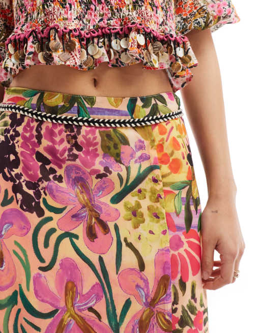 Hope & Ivy - Maxi rok met dijsplit en bloemenprint, deel van co-ord set, 3 van 5