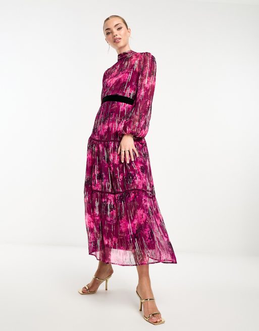 Hope & Ivy midi dress with balloon sleeves in pink | ASOS