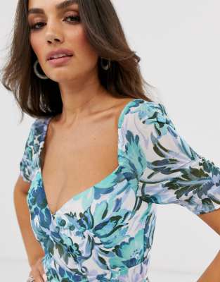 hope & ivy floral button front midi dress