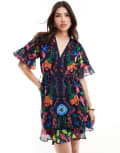 [Hope & Ivy] Hope & Ivy mini smock dress in bright floral-Multi 6 MULTI