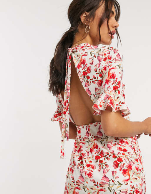 Hope and ivy ruffle open back skater dress sale