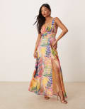 [Hope & Ivy Petite] Hope & Ivy Petite corset detail maxi dress in multi sea life print 14 Multi