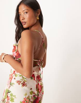 Hope & Ivy Petite Cowl Neck Cross Back Maxi Dress With Thigh Slit