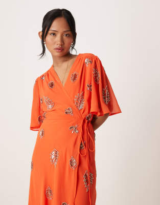 Hope & Ivy Petite Embellished Maxi Wrap Dress