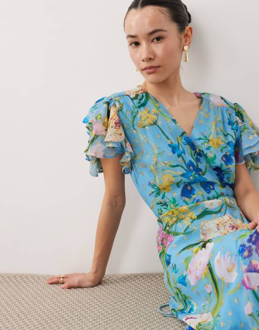 blue petite wrap dress Luna Wrap Mini Dress  Shop American Threads Women's Trendy Online Boutique Blue / S / No Returns/Exchanges