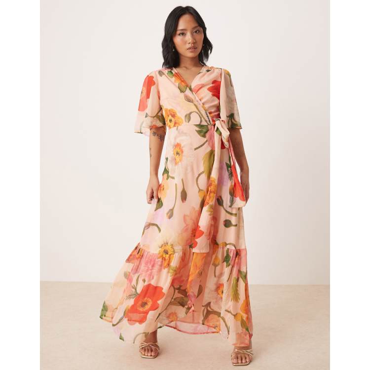 floral wrap dress Blue floral Wrap Dress for Women main image 1