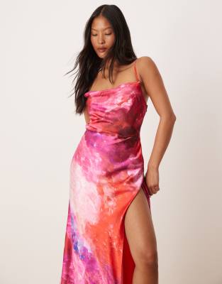 Hope & Ivy Petite Satin Cross-back Cami Maxi Dress
