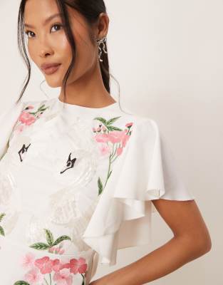 Hope & Ivy Petite Swan Embellished Open Back Mini Dress
