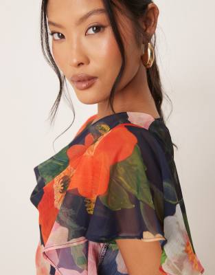 HOPE & IVY PETITE WATERFALL SLEEVE COWL NECK MAXI DRESS