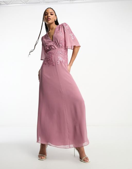 Mauve pink sale maxi dress